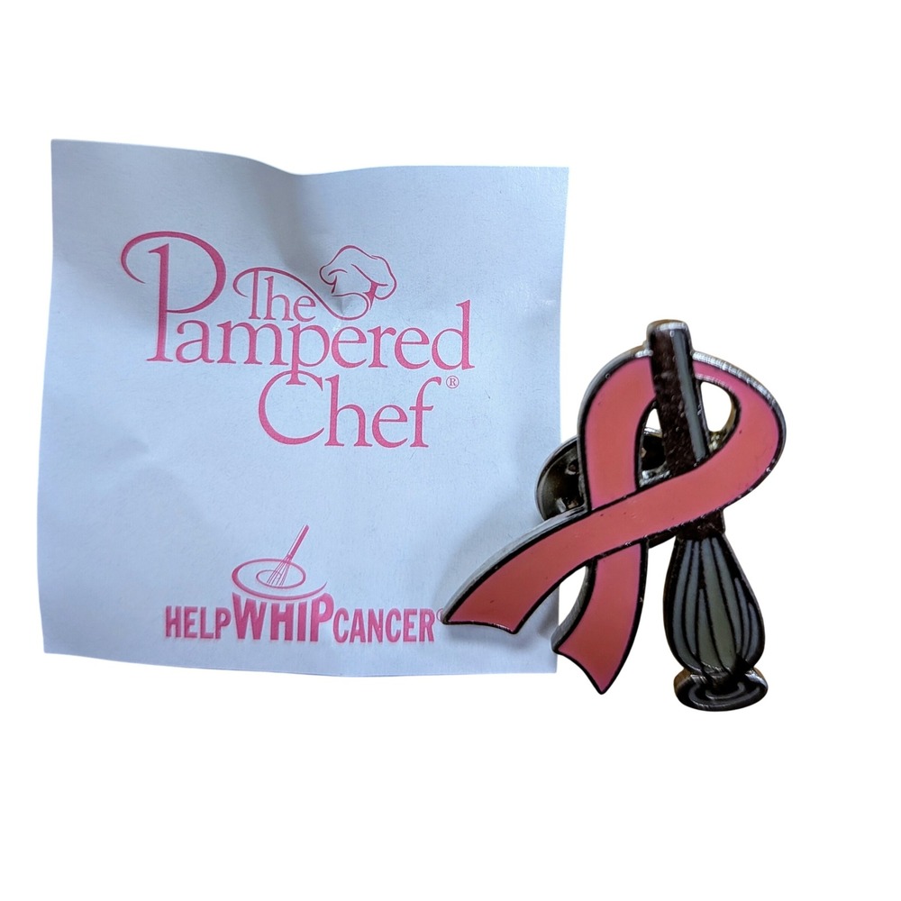 The Pampered Chef Pink Ribbon Breast Cancer Awareness Lapel Pin Help Whip Cancer